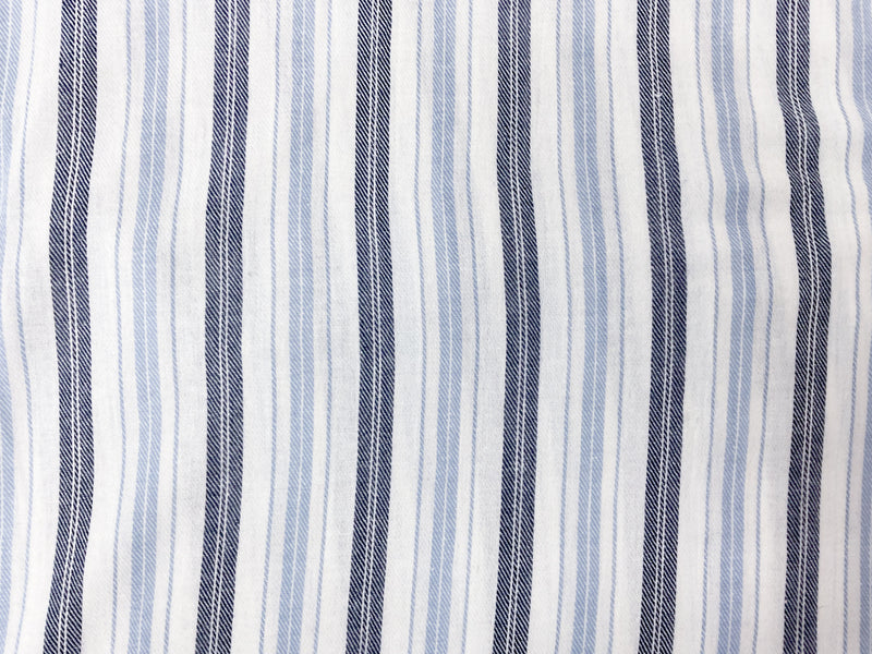 Blue-White Cotton Stripe Twill Gauze Woven Fabric