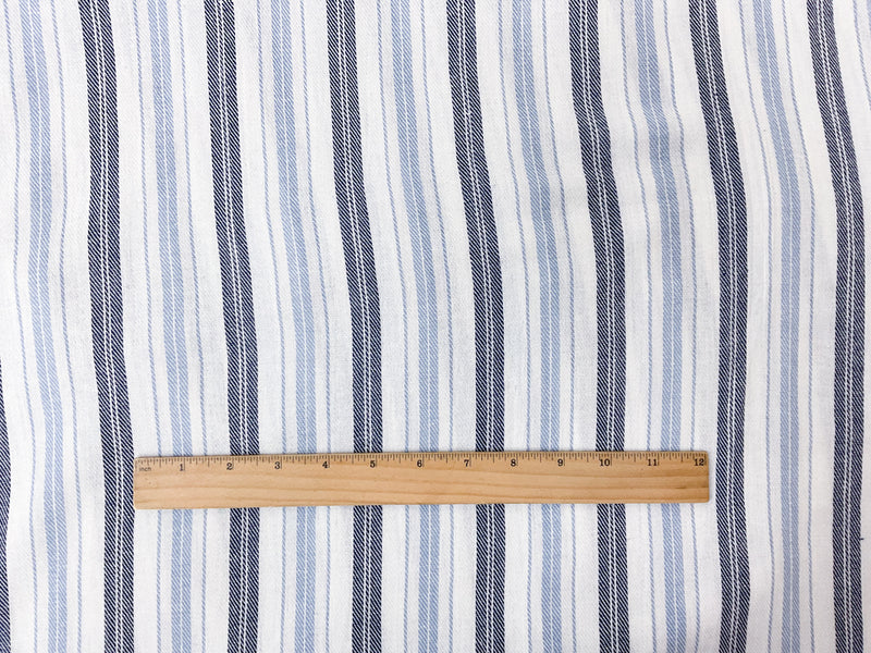 Blue-White Cotton Stripe Twill Gauze Woven Fabric