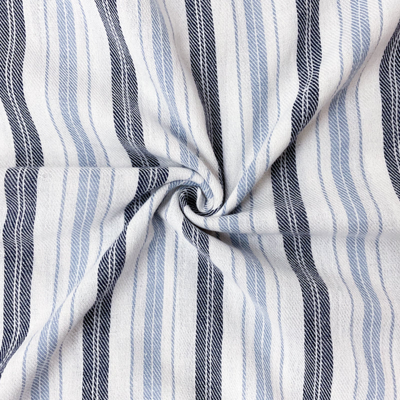 Blue-White Cotton Stripe Twill Gauze Woven Fabric