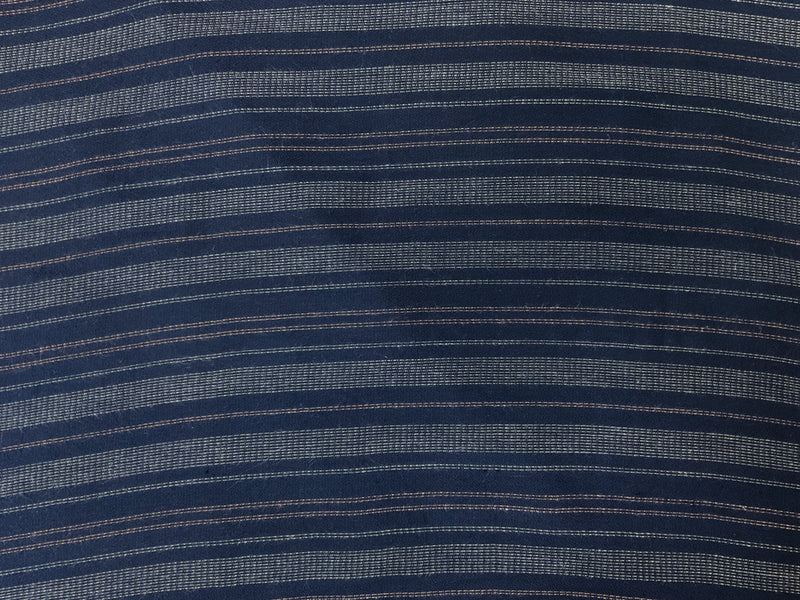 Deep Navy-Multi Rayon Stripe Crepon Woven Fabric