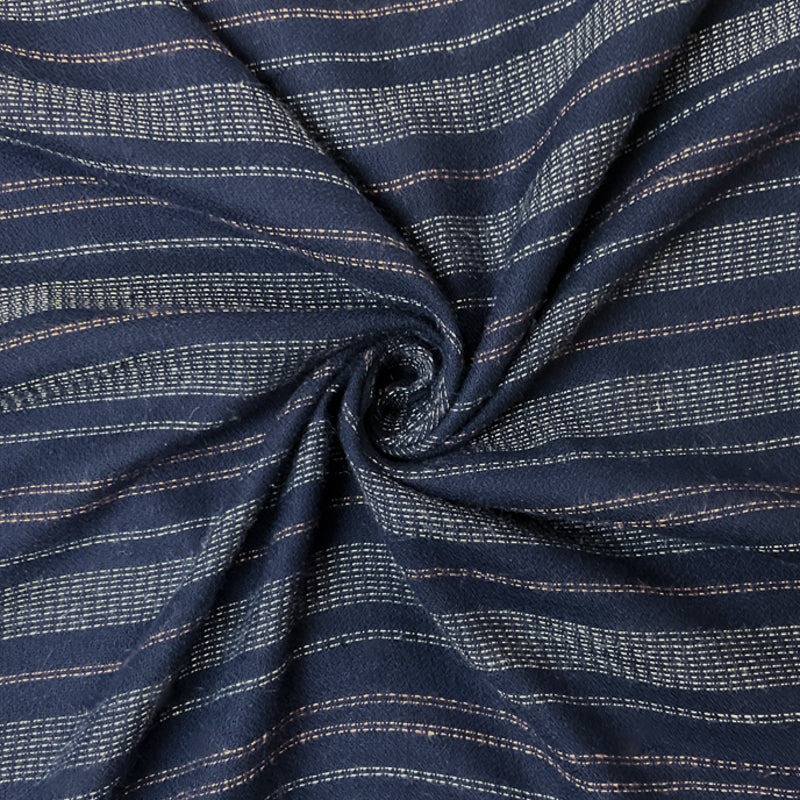 Deep Navy-Multi Rayon Stripe Crepon Woven Fabric