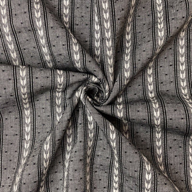 Black-White Cotton Stripe Dobby Woven Fabric
