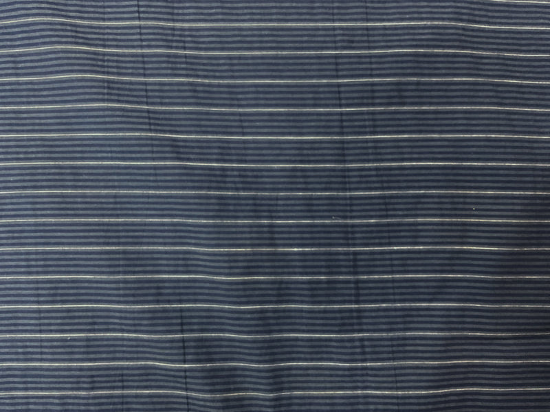 Deep Blue-Gray-White Cotton Stripe Voile Woven Fabric