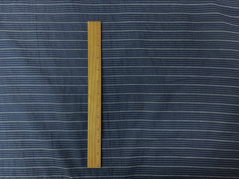 Deep Blue-Gray-White Cotton Stripe Voile Woven Fabric