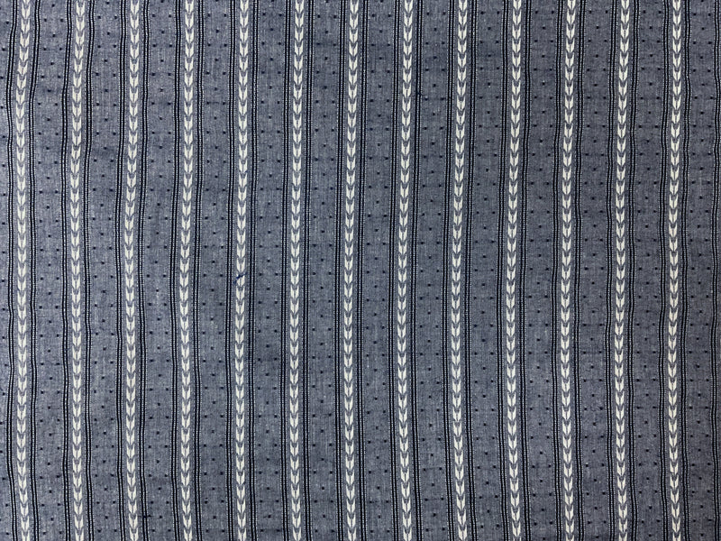 Blue-White Cotton Stripe Dobby Woven Fabric