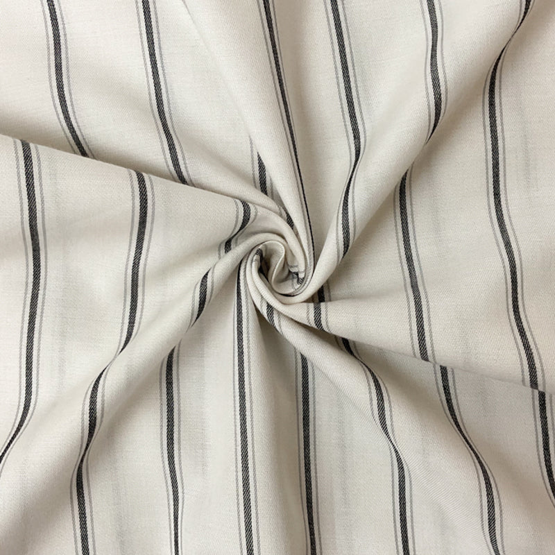 White-Black-Gray Cotton Rayon Stripe Twill Woven Fabric
