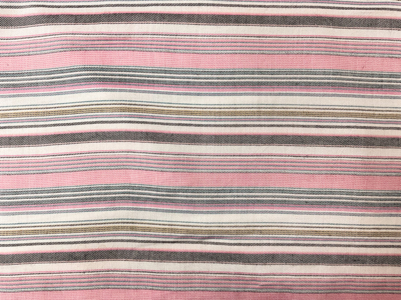 Pink-Black-Multi Rayon Stripe Twill Woven Fabric