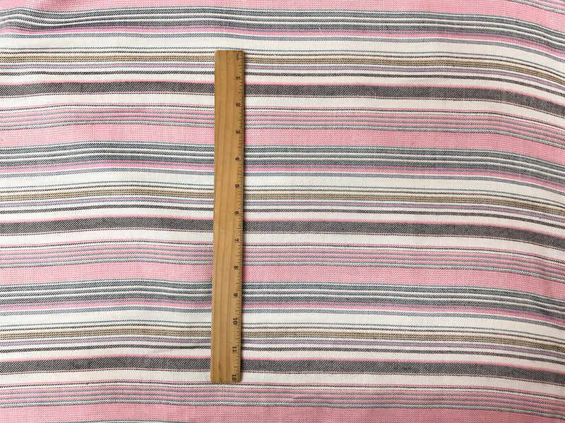 Pink-Black-Multi Rayon Stripe Twill Woven Fabric