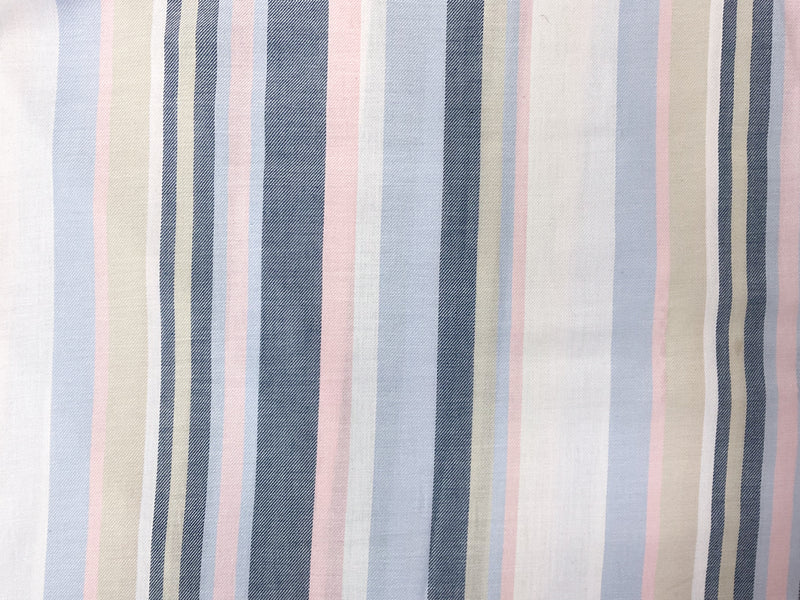 Blue-Pink-White Cotton Stripe Twill Woven Fabric