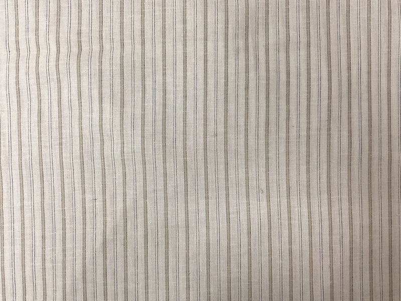 Off-White-Taupe-Multi Cotton Linen Stripe Woven Fabric