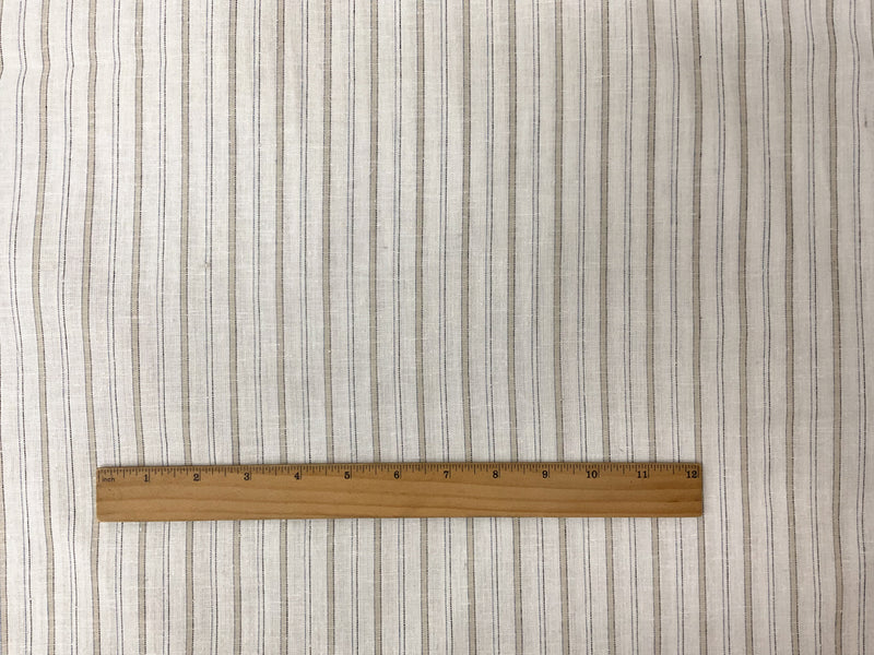 Off-White-Taupe-Multi Cotton Linen Stripe Woven Fabric