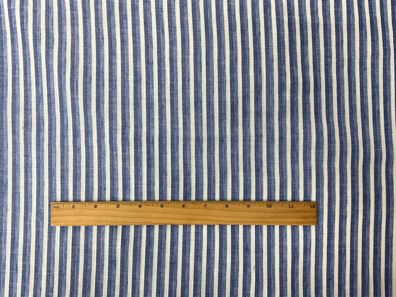 Blue-White Poly Stripe Woven Fabric
