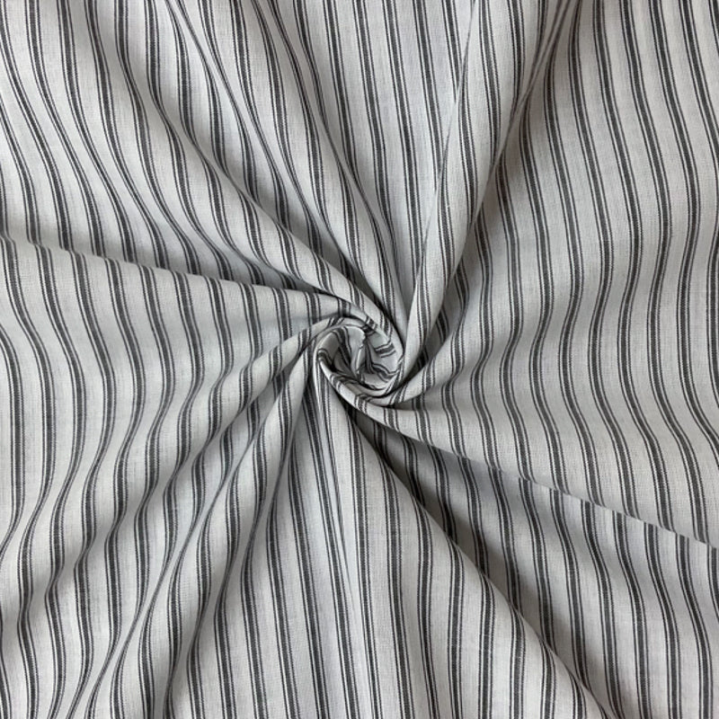 Black-Off-White Cotton Stripe Voile Woven Fabric