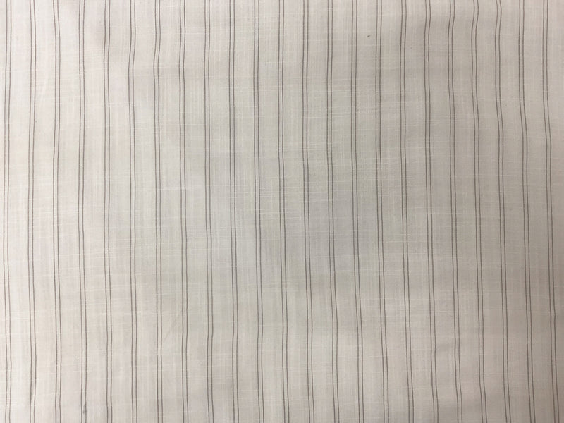 White-Gray Rayon Stripe Slub Challis Woven Fabric