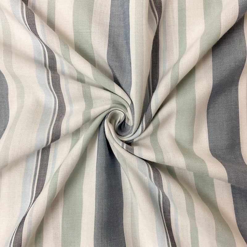 Blue-Green-Multi Rayon Stripe Challis Woven Fabric