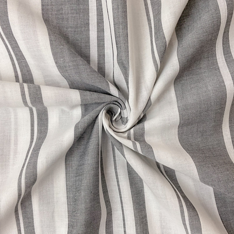 Black-White Cotton Stripe Voile Woven Fabric