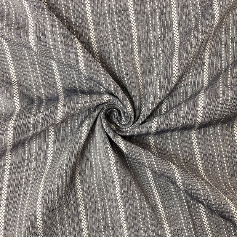 Deep Blue-White Rayon Stripe Dobby Woven Fabric