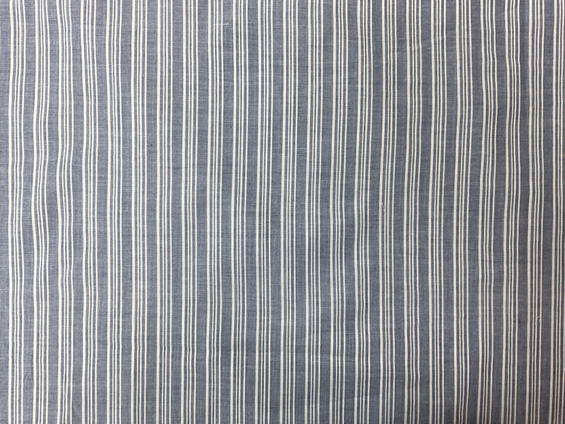 Blue-White Cotton Stripe Voile Woven Fabric