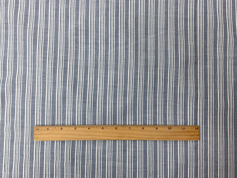 Blue-White Cotton Stripe Voile Woven Fabric