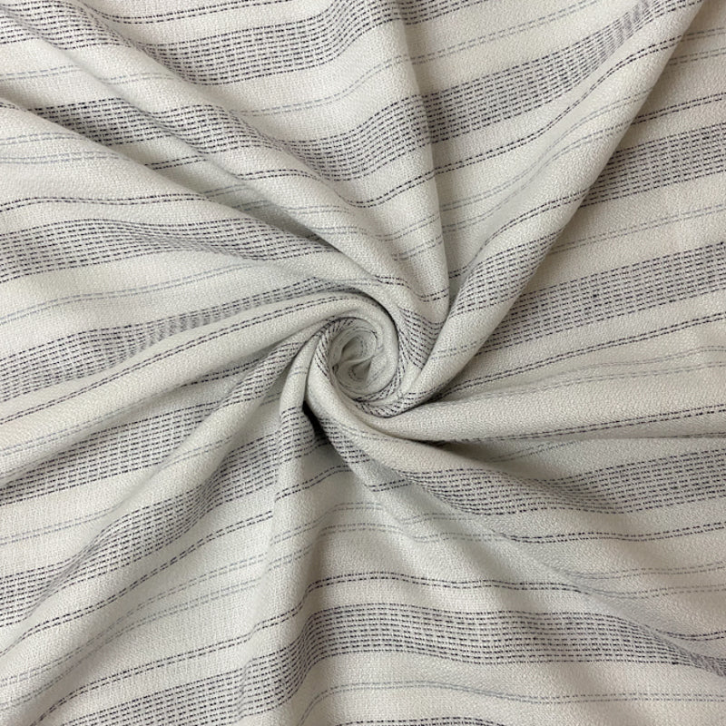 White-Navy-Blue Rayon Stripe Momie Crepe Woven Fabric
