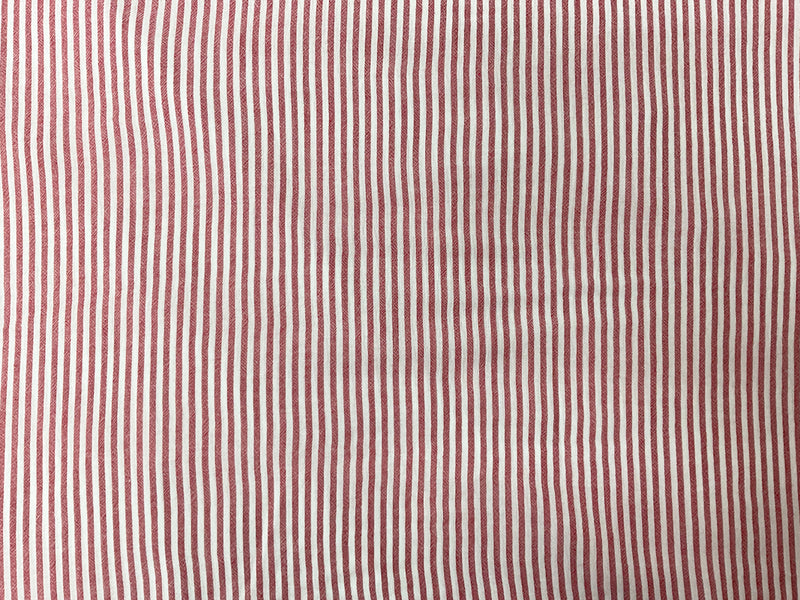 Red-White Rayon Stripe Crepon Woven Fabric