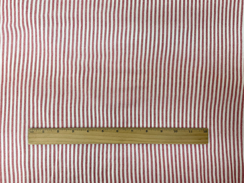 Red-White Rayon Stripe Crepon Woven Fabric