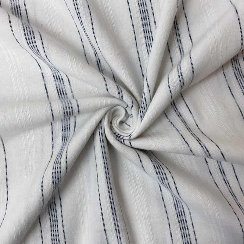 White-Dark Blue Cotton Stripe Dobby Gauze Woven Fabric