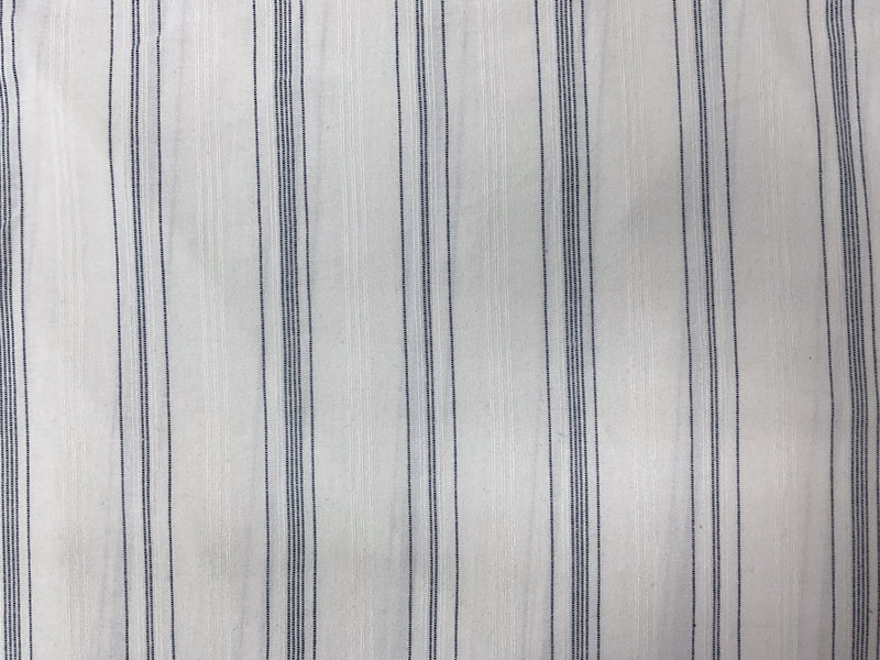 White-Dark Blue Cotton Stripe Dobby Gauze Woven Fabric
