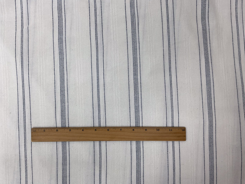 White-Dark Blue Cotton Stripe Dobby Gauze Woven Fabric