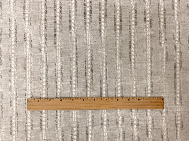 Gray-Ivory Cotton Stripe Dobby Woven Fabric