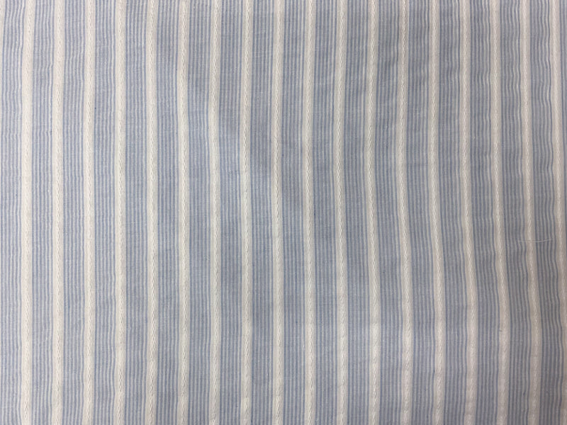 Blue-White Cotton Stripe Dobby Voile Woven Fabric