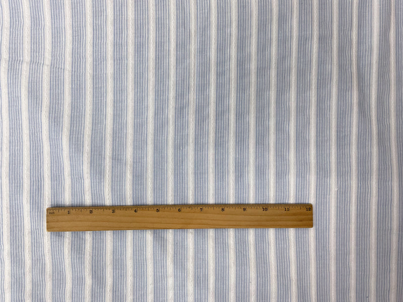 Blue-White Cotton Stripe Dobby Voile Woven Fabric