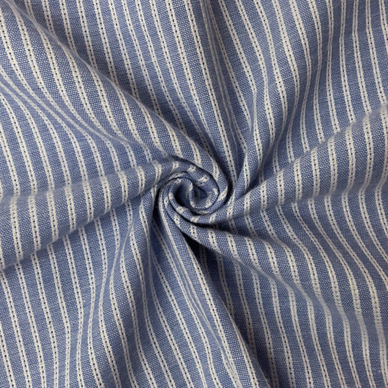 Blue-White Cotton Stripe Dobby Woven Fabric