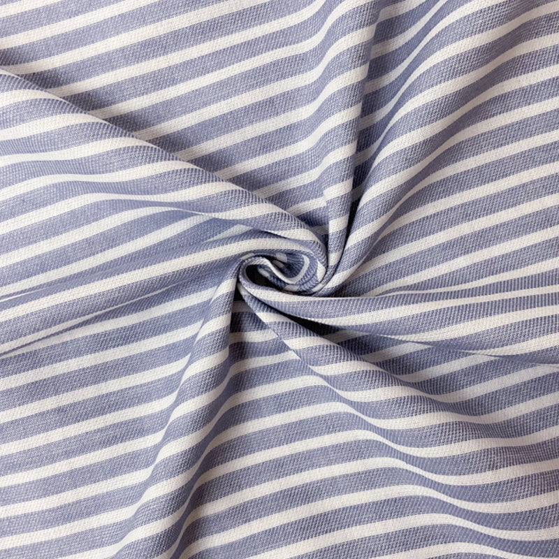 Blue-White Cotton Stripe Twill Woven Fabric