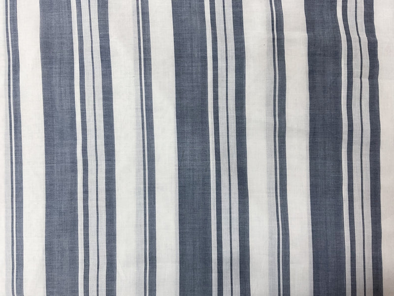 Blue-White Cotton Stripe Voile Woven Fabric