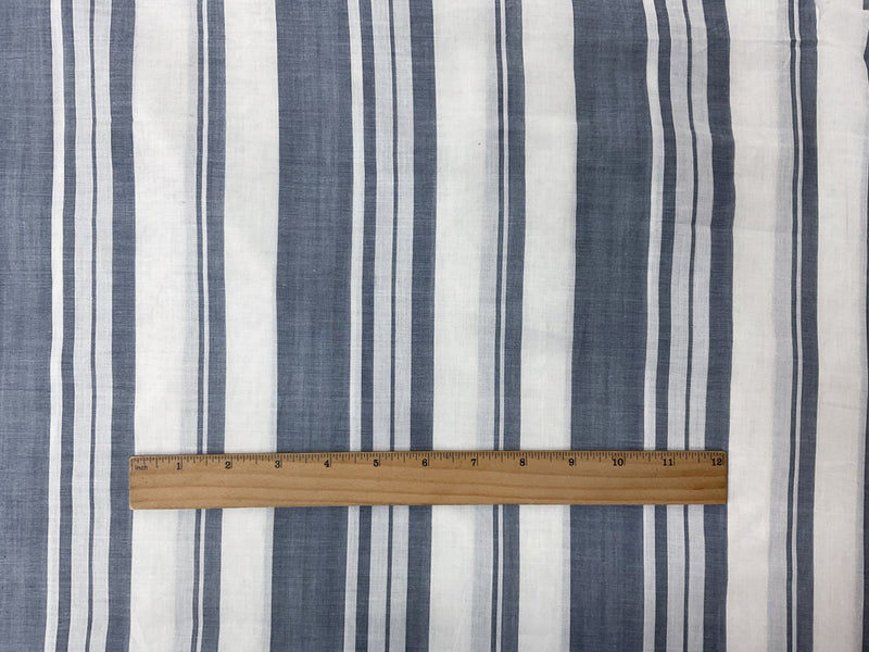Blue-White Cotton Stripe Voile Woven Fabric