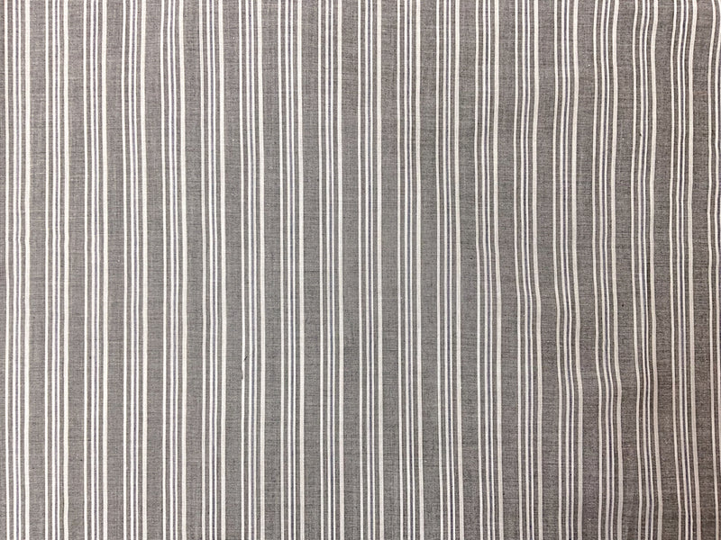 Black-White-Blue Cotton Stripe Voile Woven Fabric