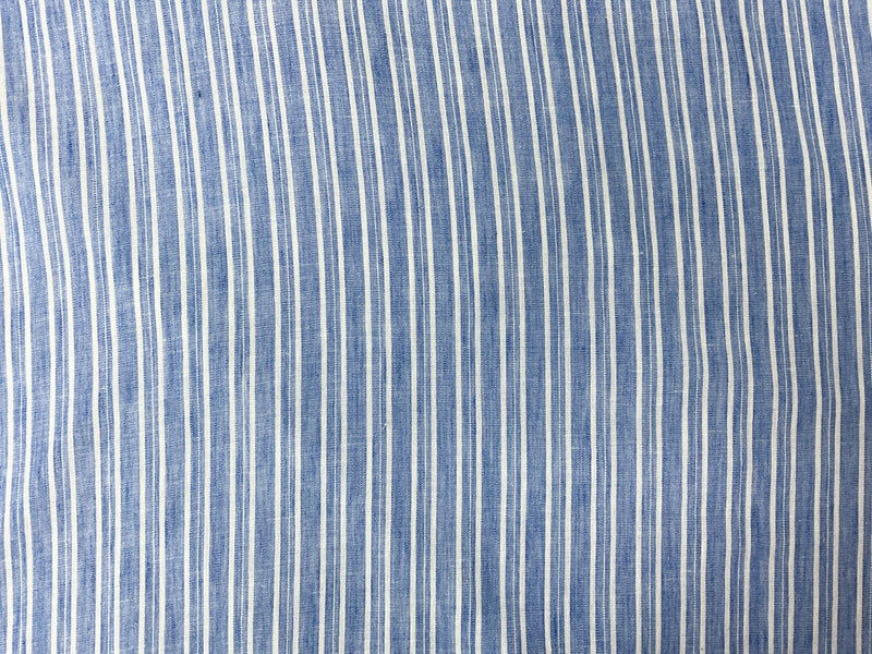 Blue-White Poly Stripe Woven Fabric