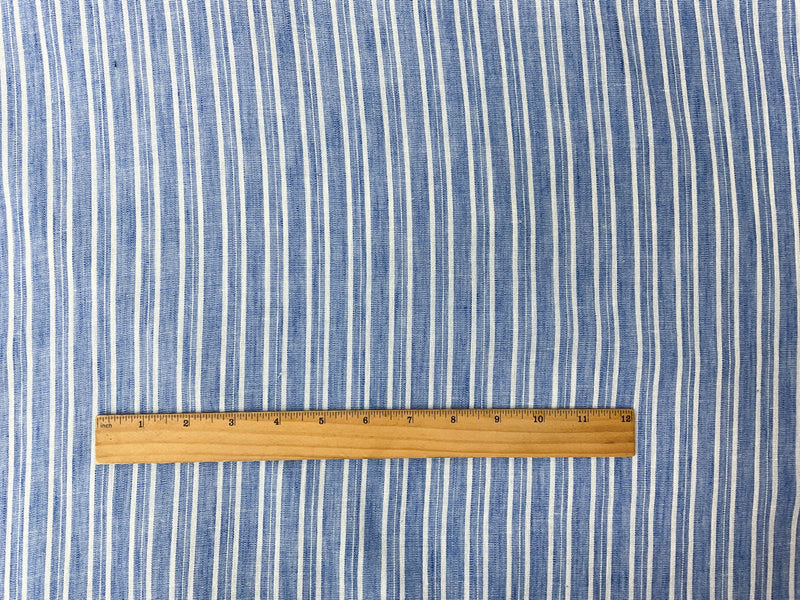 Blue-White Poly Stripe Woven Fabric