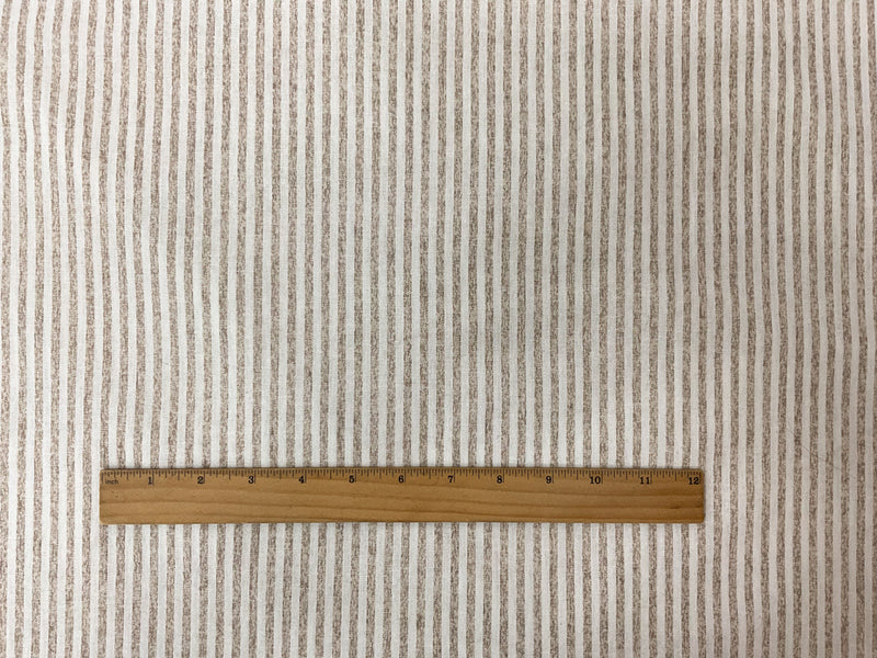 Beige-Brown-White Cotton-Linen Stripe Woven Fabric