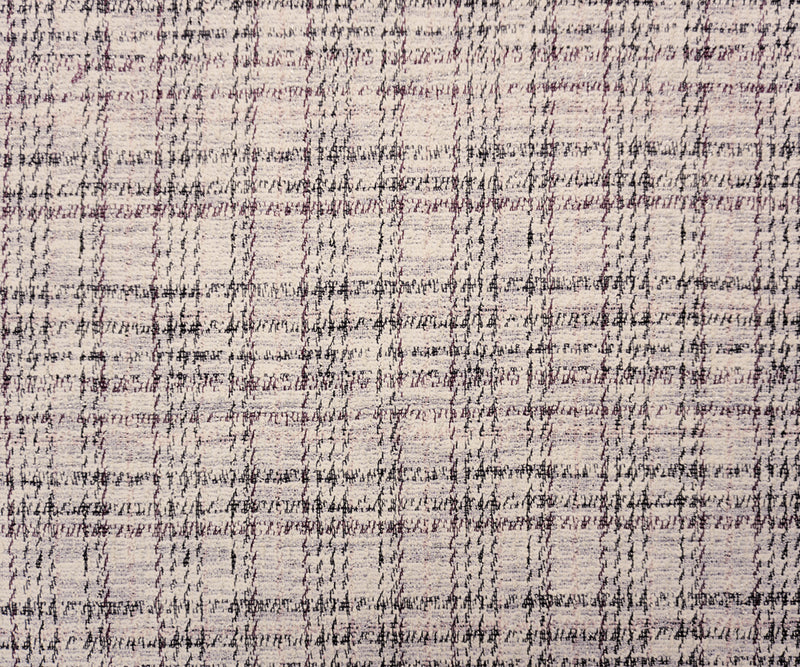 White-Silver-Multi Poly Cotton Plaid Boucle Double Knit Fabric