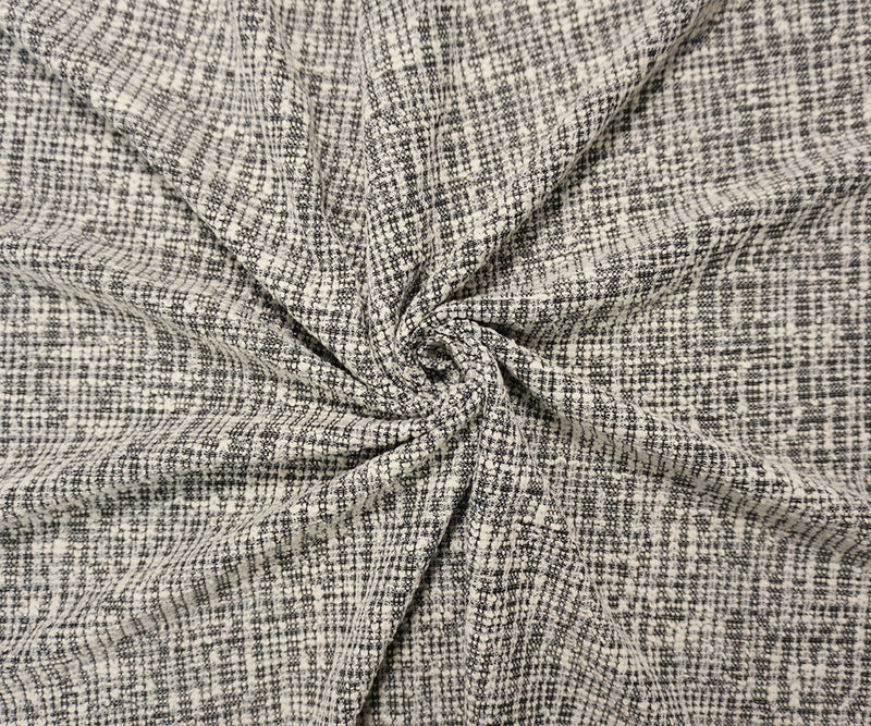 White-White Poly Cotton Texture Boucle Knit Fabric
