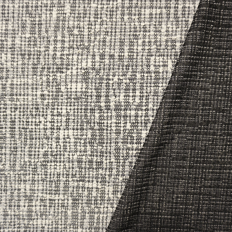 White-White Poly Cotton Texture Boucle Knit Fabric