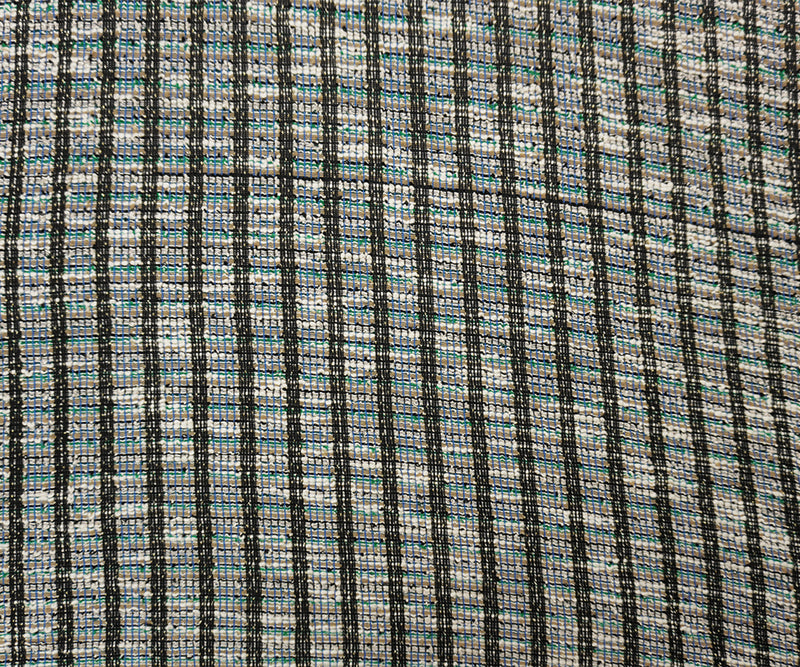 Brown-Green-Gold Poly Cotton Stripe Boucle Double Knit Fabric