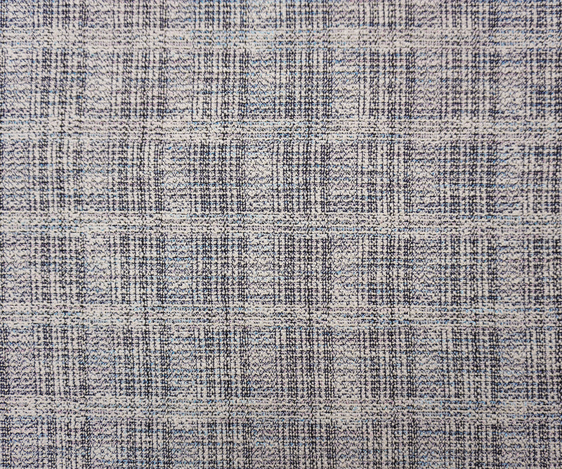 White-Multi Poly Cotton Plaid Texture Boucle Double Knit Fabric