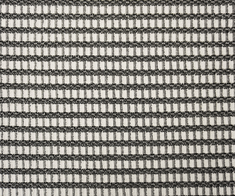 Black-White Poly Cotton Check-Plaid Boucle Double Knit Fabric