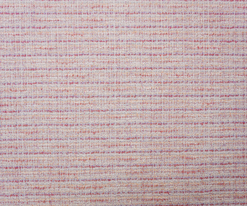 Pink-Purple-Silver Poly Blend Stretch Texture Boucle Knit Fabric