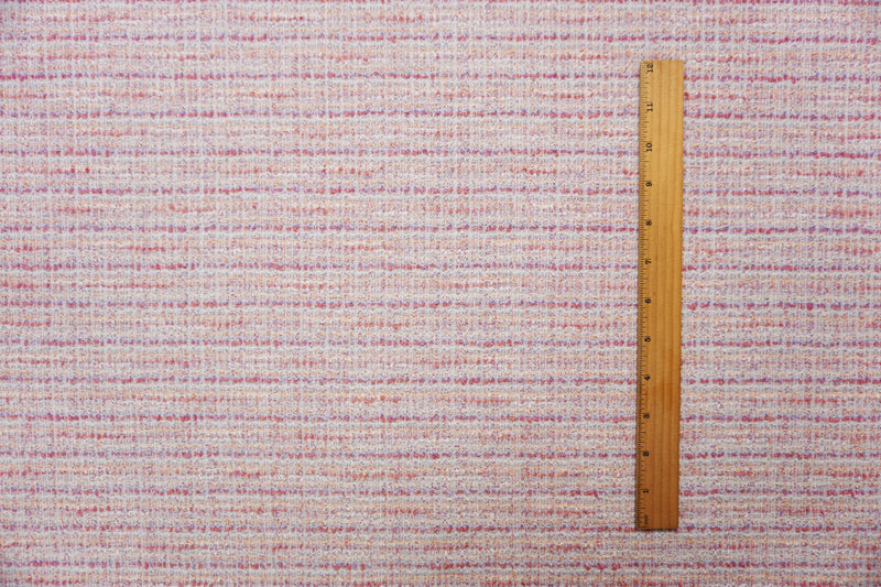 Pink-Purple-Silver Poly Blend Stretch Texture Boucle Knit Fabric