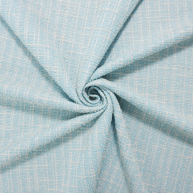 Blue-Silver-Multi Poly Cotton Spandex Texture Boucle Knit Fabric