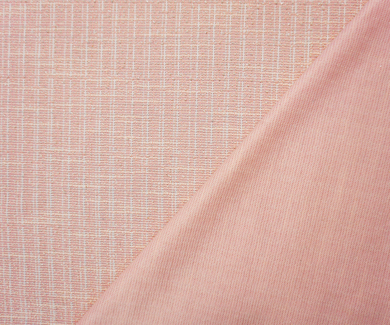 Pink-Silver-Multi Poly Cotton Plaid-Check Boucle Knit Fabric